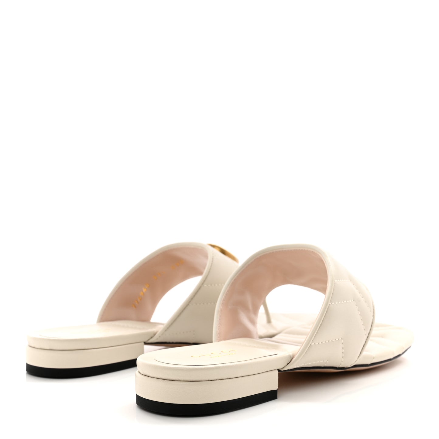 Nappa Charlotte Double G Marmont Thong Sandals 37.5 Mystic White