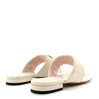 Gucci Nappa Charlotte Double G Marmont Thong Sandals 37.5 Mystic White 4 of 9