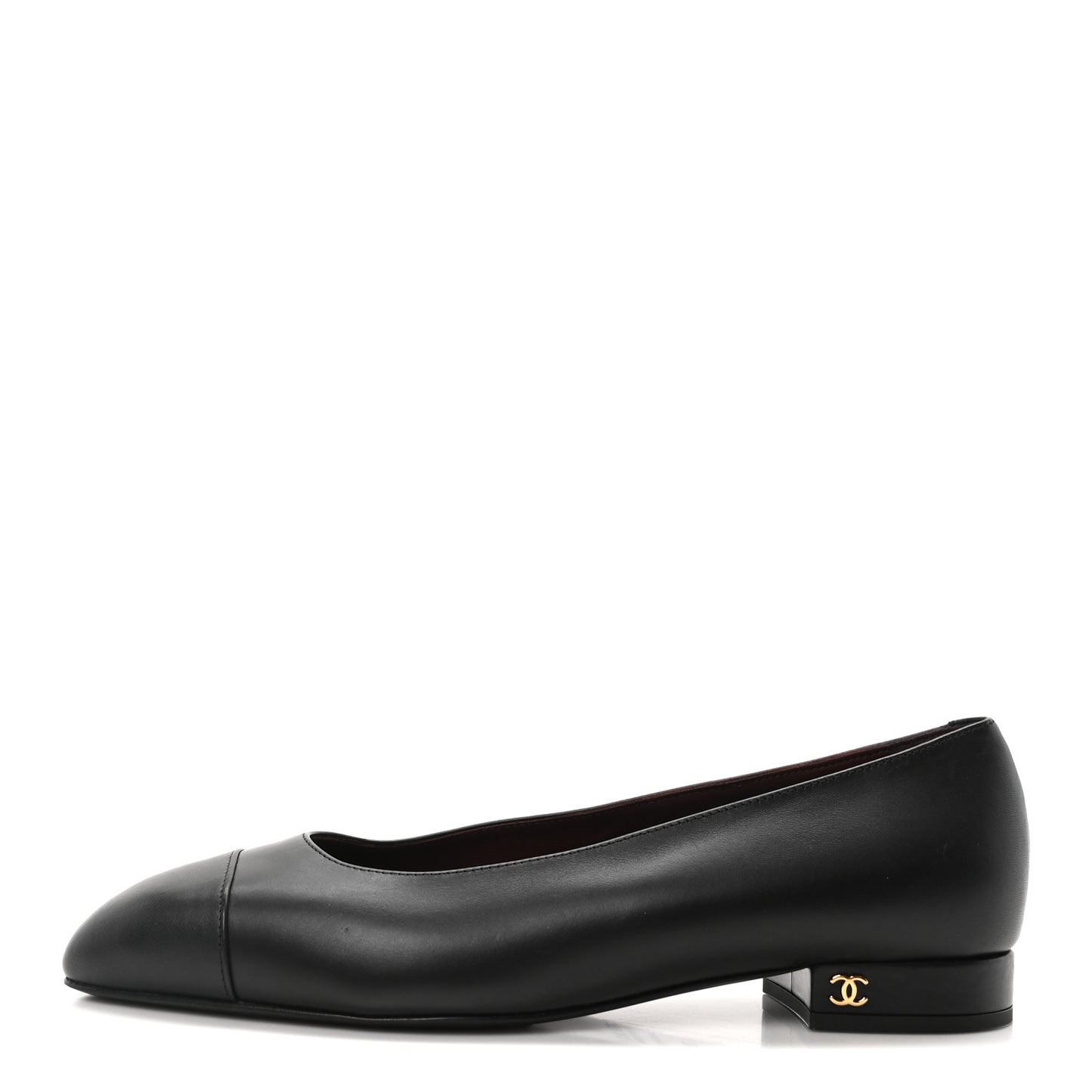 Lambskin Cap Toe Ballerina Flats 39 Black