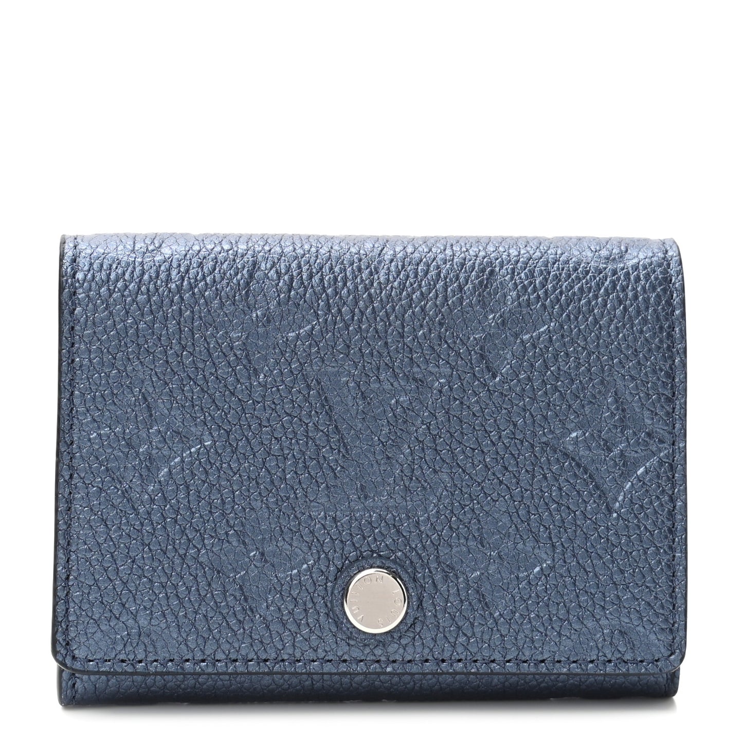Metallic Monogram Business Card Holder Navy Nacre
