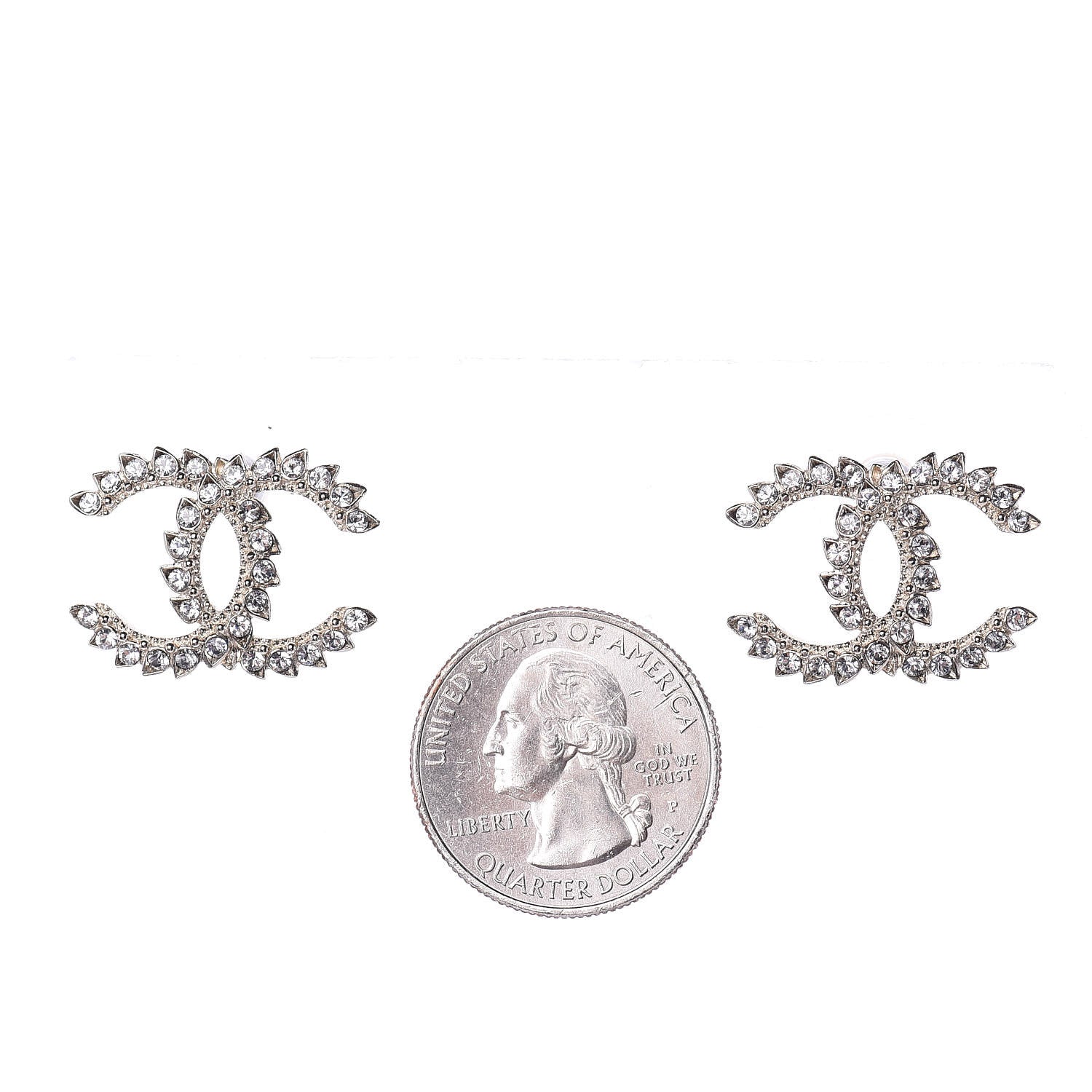Chanel Strass Crystal Dazzling Wheat CC Earrings Gold 2 of 4