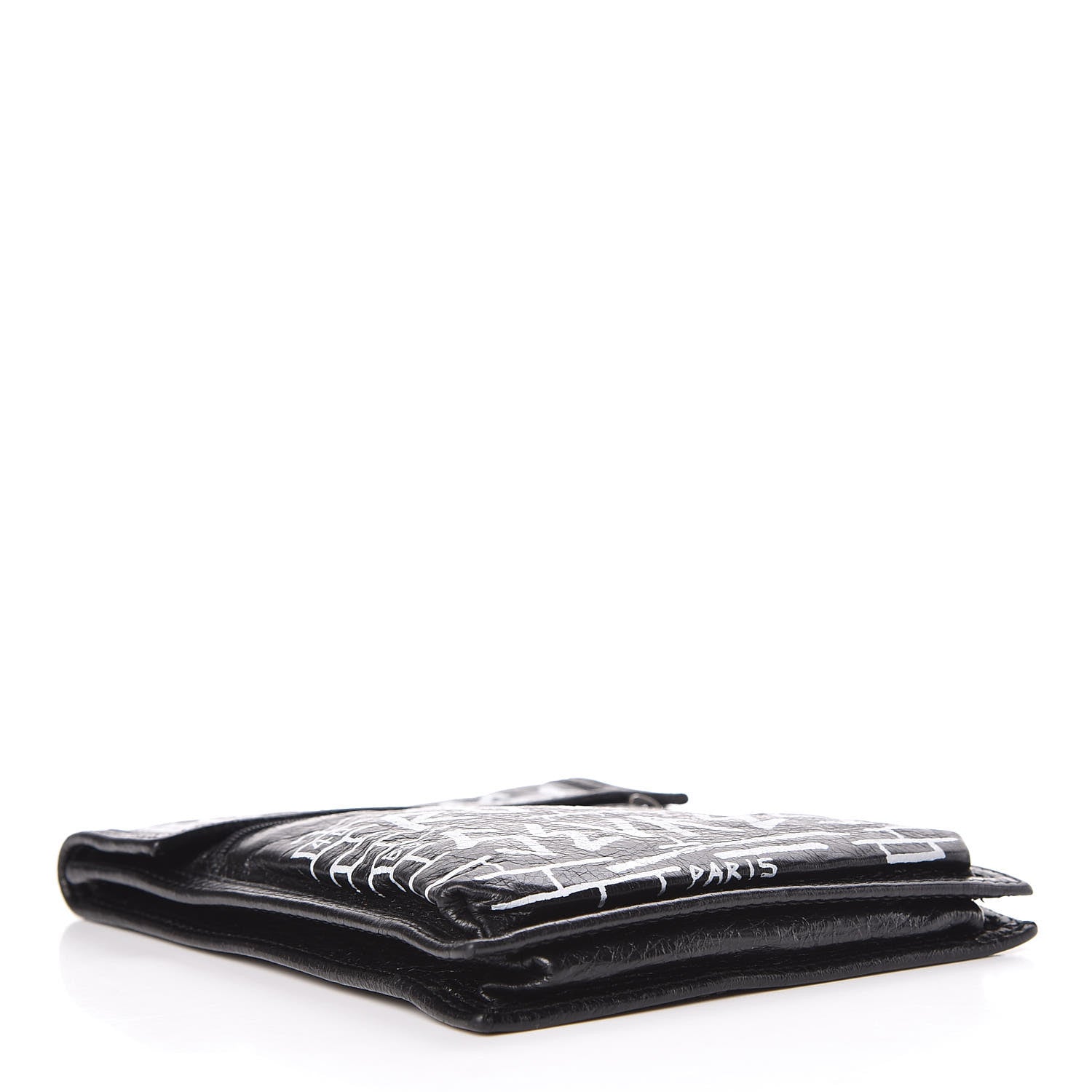 Balenciaga Agneau Graffiti All Over Small Explorer Pouch with Strap Black White 4 of 13