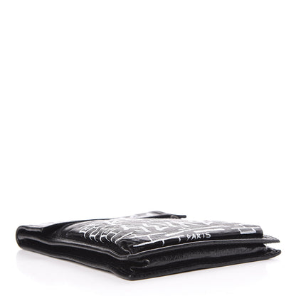 Balenciaga Agneau Graffiti All Over Small Explorer Pouch with Strap Black White 4 of 13