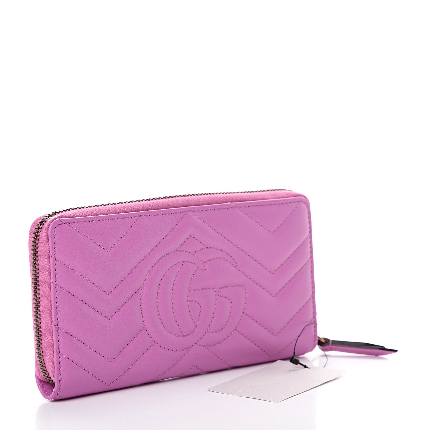 Gucci Calfskin Matelasse GG Marmont Zip Around Wallet Candy Mousse 2 of 8
