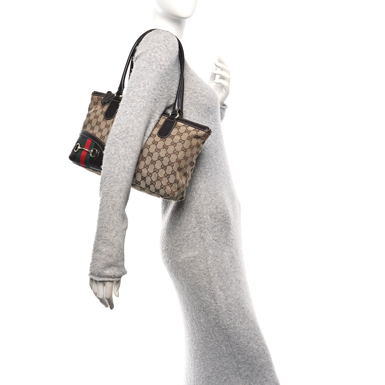 Gucci Monogram Sherry Line Horsebit Tote Dark Brown 2 of 18