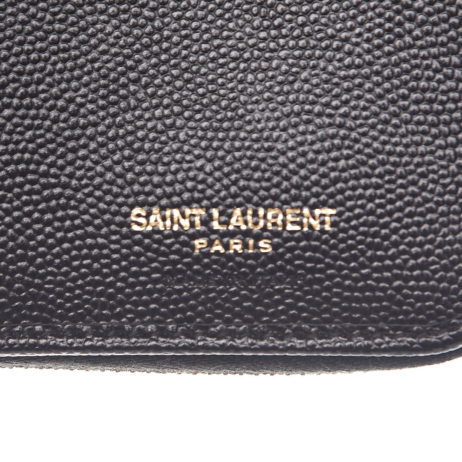Saint Laurent Grain De Poudre Matelasse Chevron Monogram Compact Zip Around Wallet Black 7 of 9