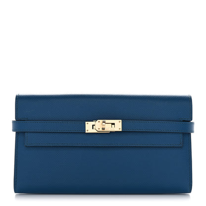 Hermes Grain d'H Kelly Longue Wallet Bleu De Galice 1 of 9