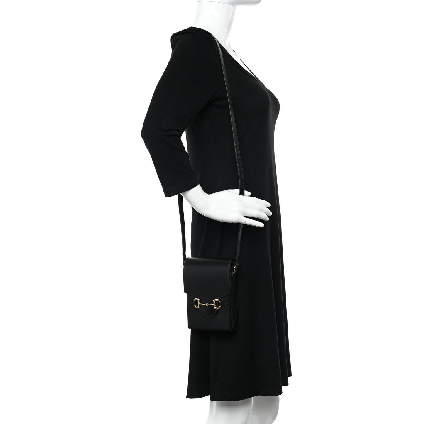 Boarded Plutone Calfskin Mini Horsebit 1955 Crossbody Bag Black