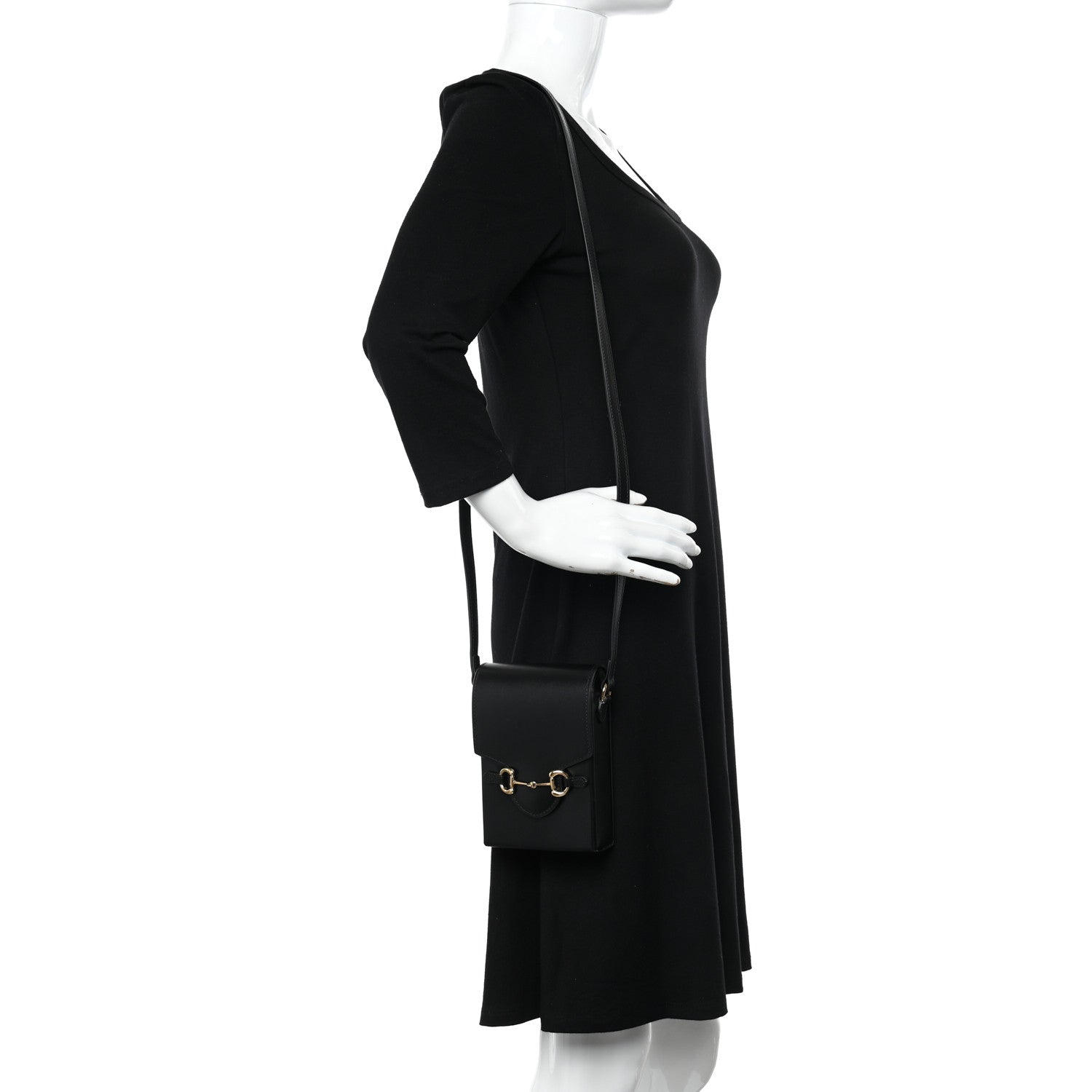 Gucci Boarded Plutone Calfskin Mini Horsebit 1955 Crossbody Bag Black 2 of 10