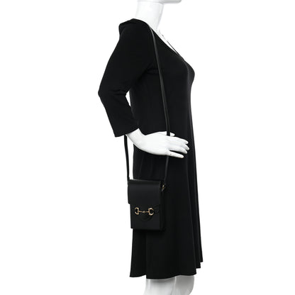 Gucci Boarded Plutone Calfskin Mini Horsebit 1955 Crossbody Bag Black 2 of 10