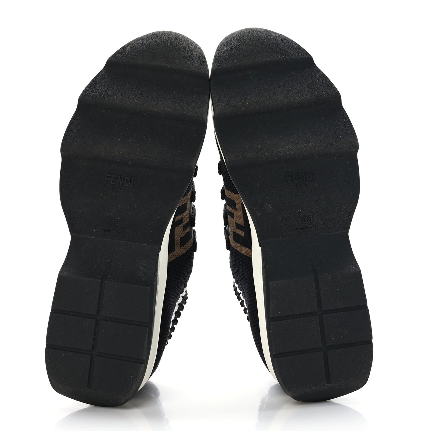 Stretch Knit Jacquard FF Lace-Up Sock Sneakers 38 Tobacco Black
