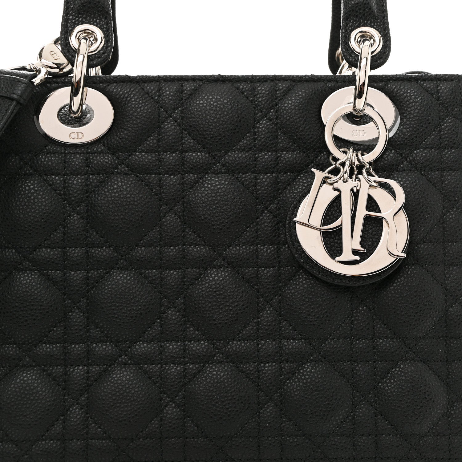 Christian Dior Grained Calfskin Cannage Medium Lady Dior Black 8 of 10