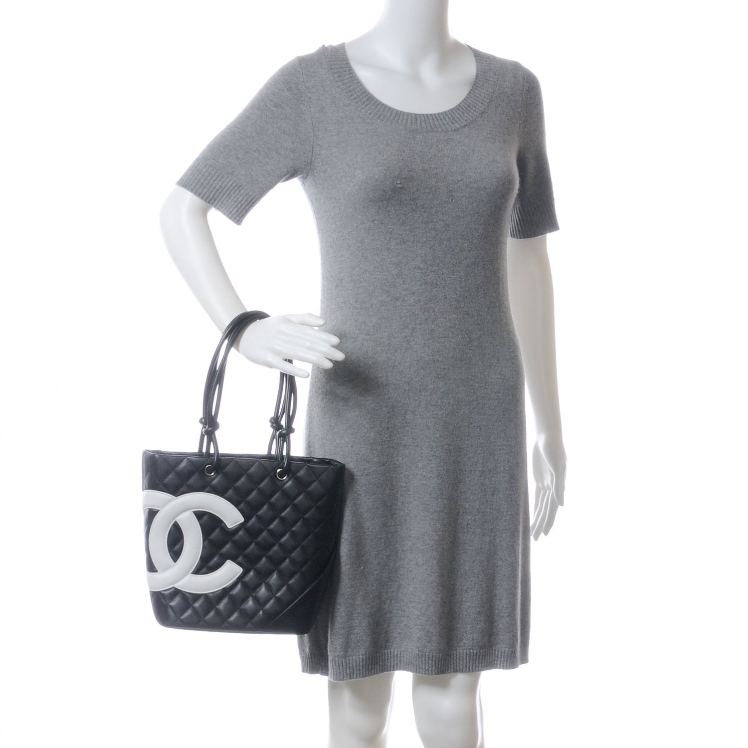 Chanel Calfskin Quilted Medium Cambon Tote Black White 2 of 6