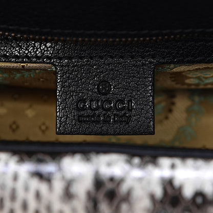 Gucci Calfskin Snakeskin Studded Small Ottilia Top Handle Bag Black 9 of 12