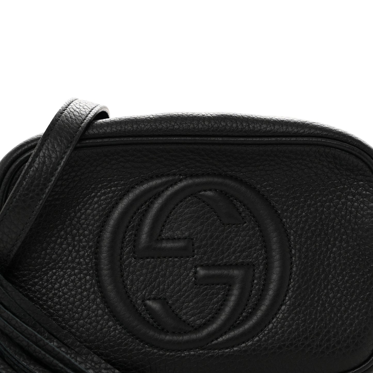 Pebbled Calfskin Small Soho Disco Bag Black
