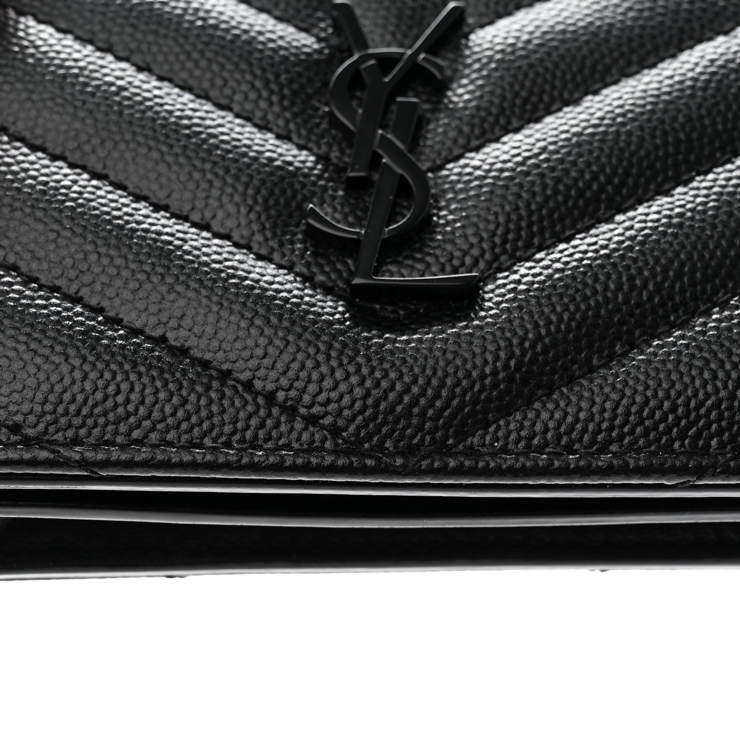 Grain De Poudre Matelasse Chevron Monogram Card Case Black
