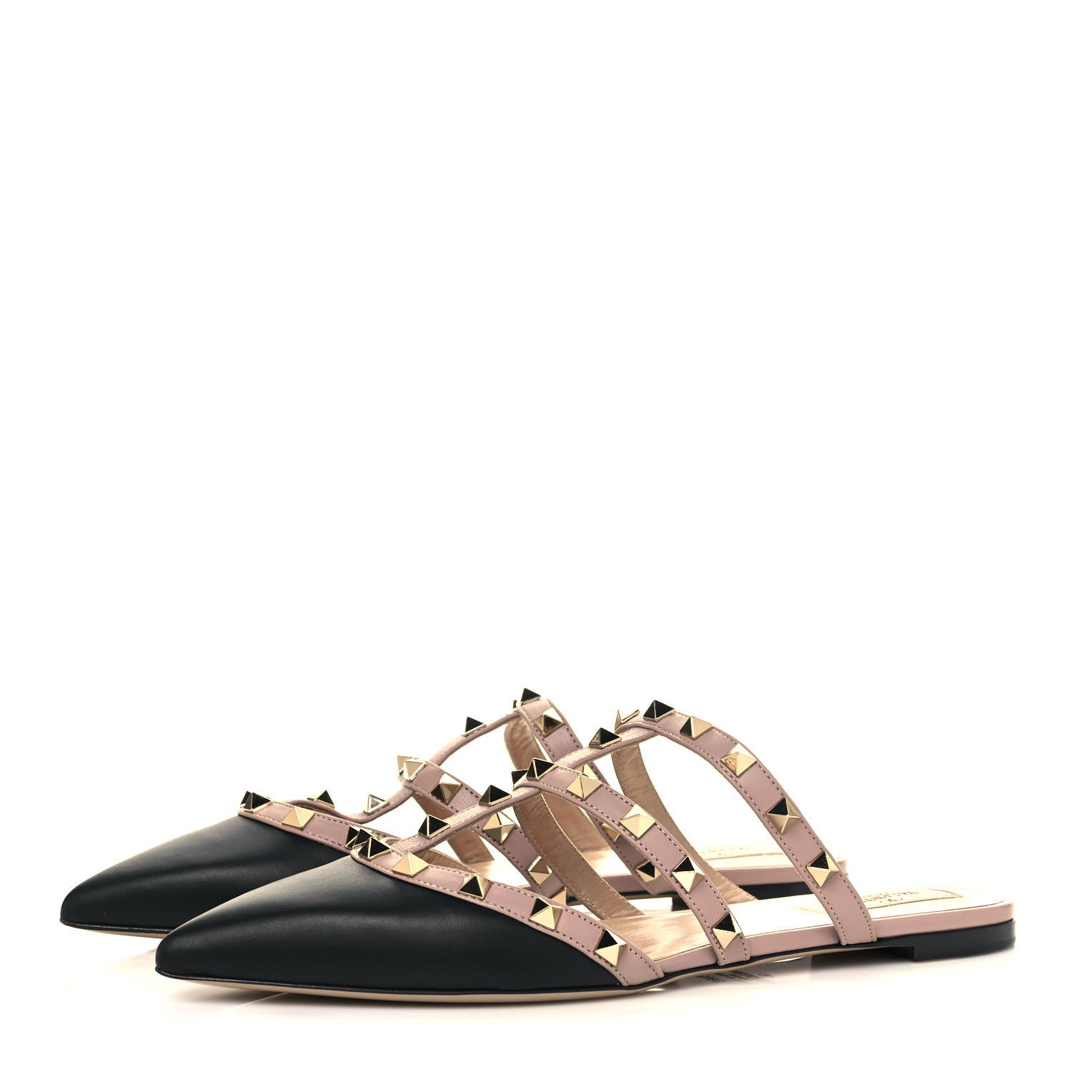 Valentino Garavani Rockstud Flat Cage Mules 38.5 Black Poudre 3 of 8