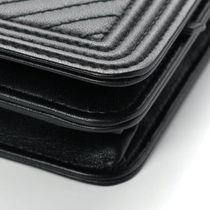 Chanel Calfskin Chevron Boy Wallet On Chain WOC Black 8 of 10