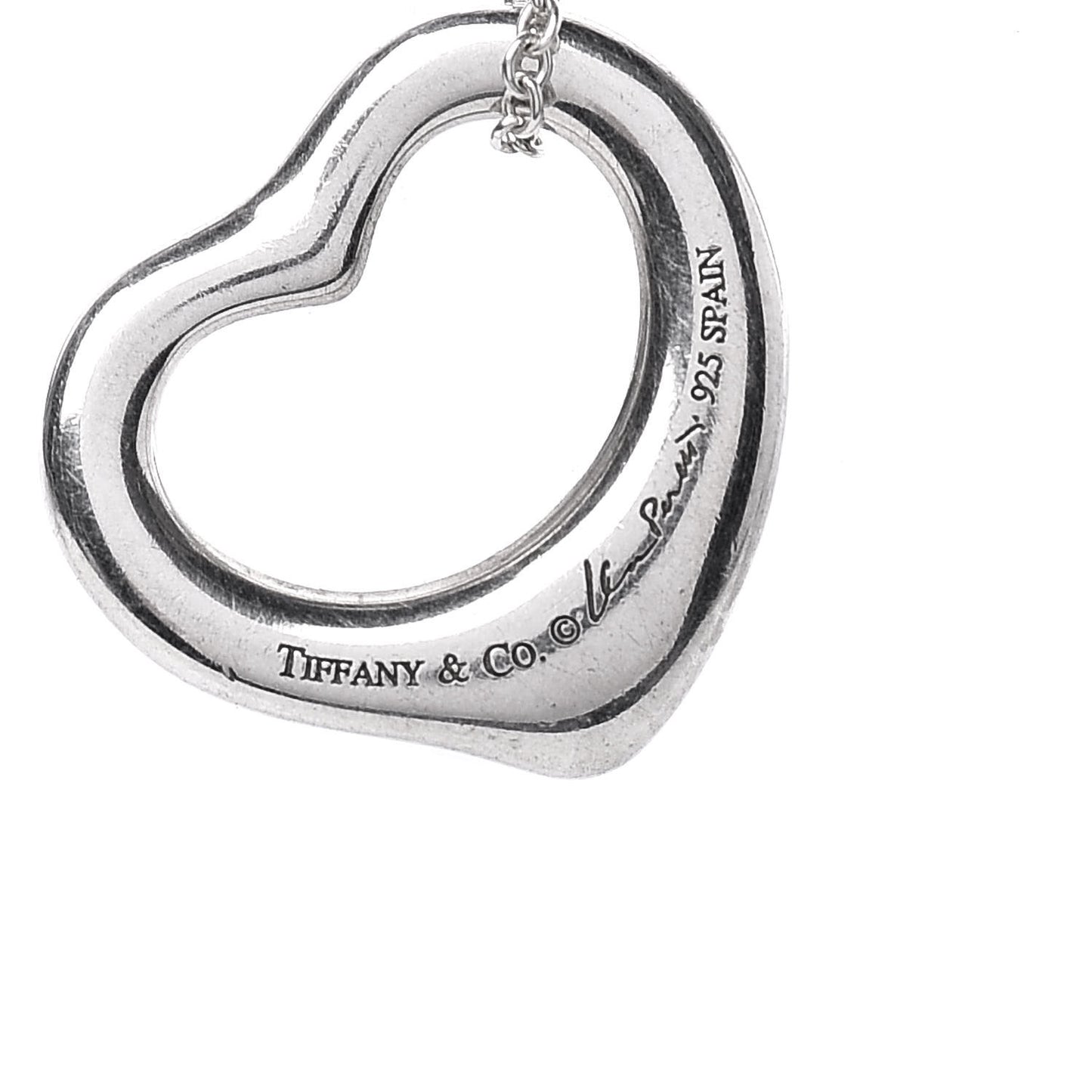 Sterling Silver 16mm Elsa Peretti Open Heart Pendant Necklace