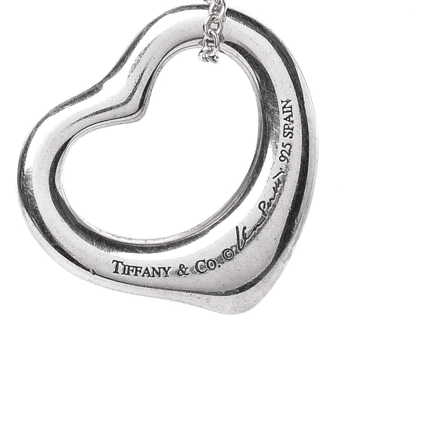 Tiffany Sterling Silver 16mm Elsa Peretti Open Heart Pendant Necklace 5 of 7