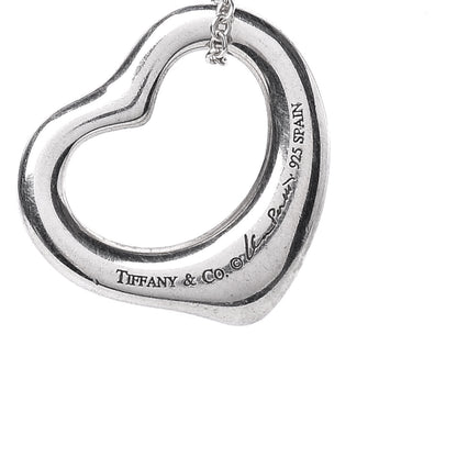 Tiffany Sterling Silver 16mm Elsa Peretti Open Heart Pendant Necklace 5 of 7