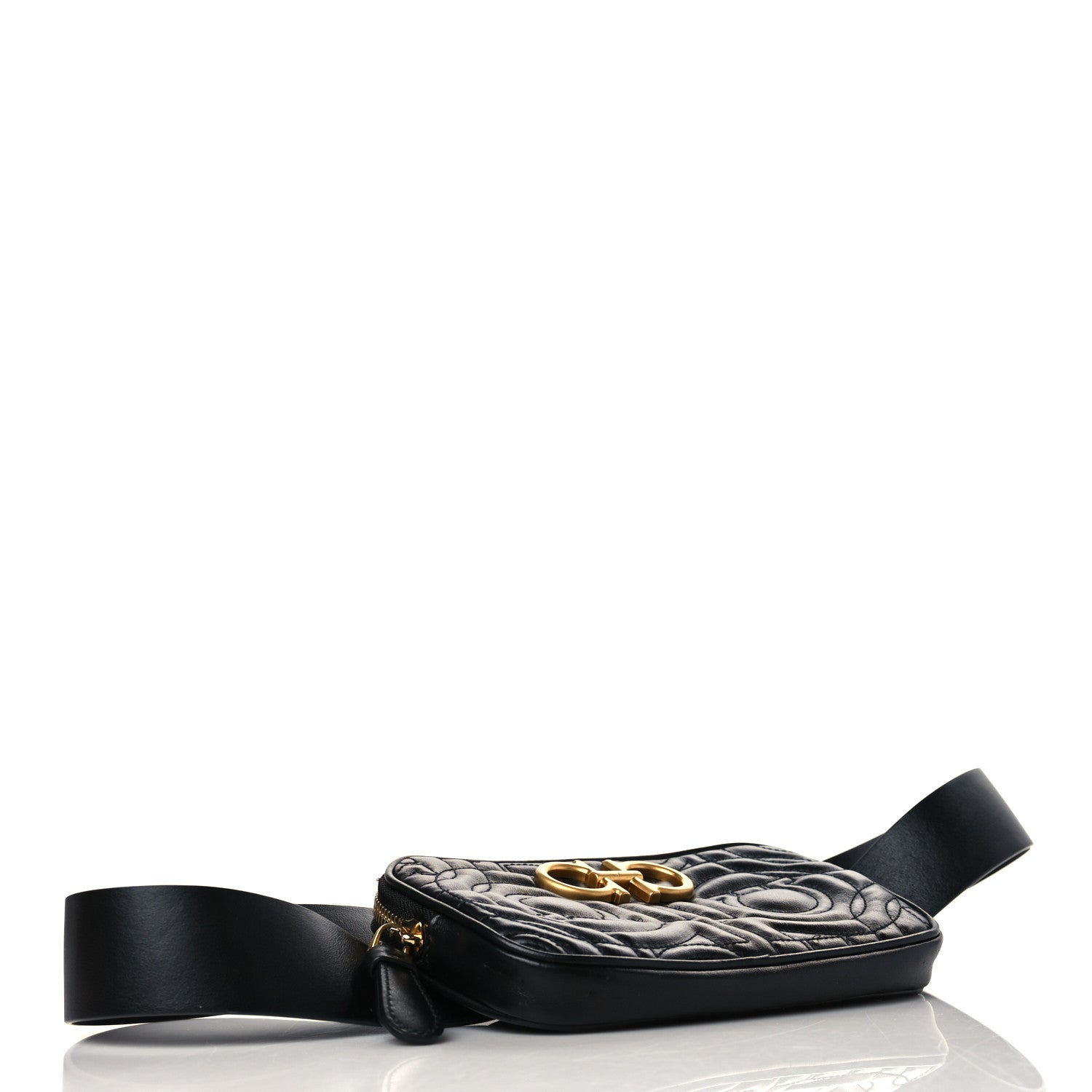 Salvatore Ferragamo Calfskin Quilted Gancini Belt Bag Black 4 of 9