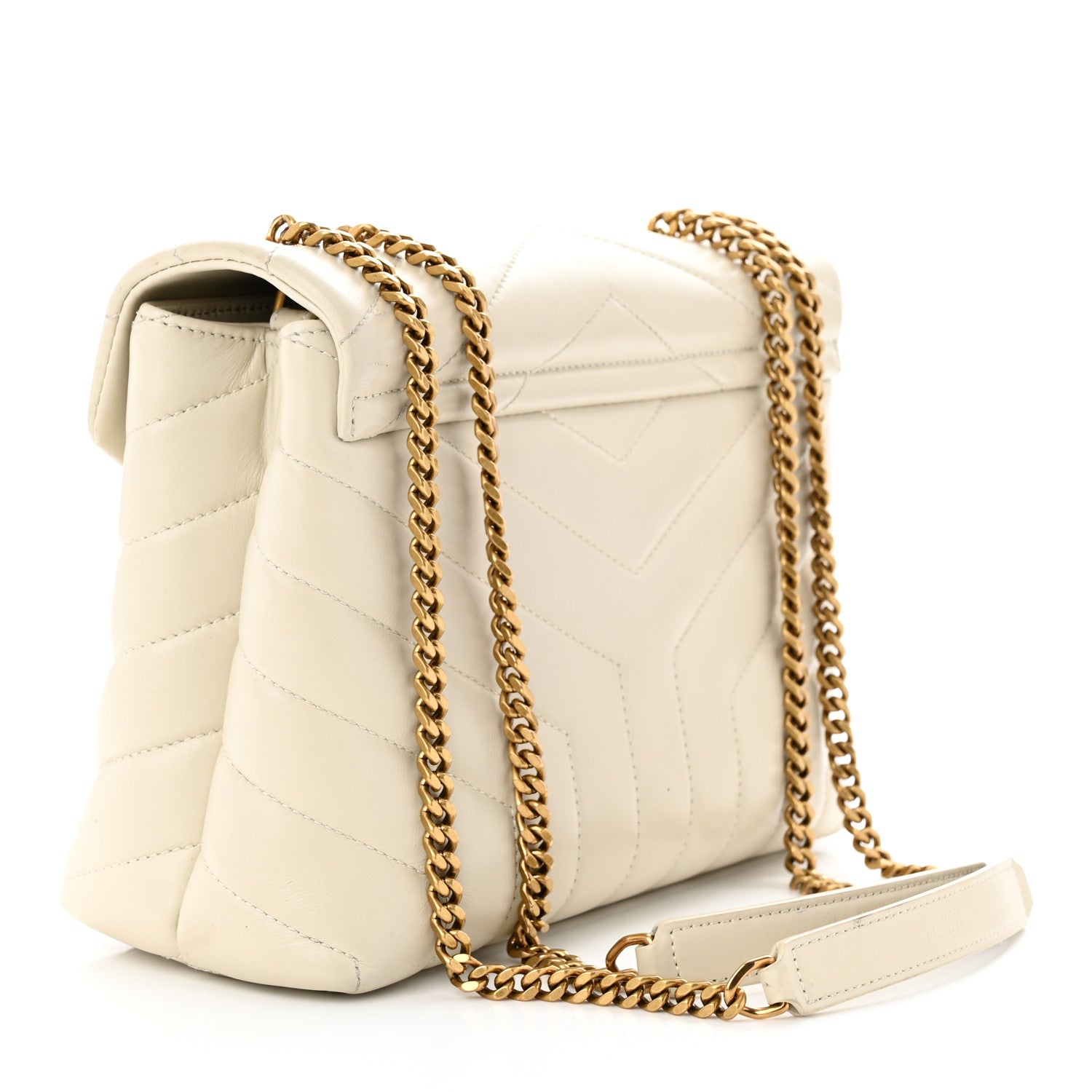 Saint Laurent Calfskin Y Quilted Monogram Small Loulou Chain Satchel Blanc Vintage 3 of 19