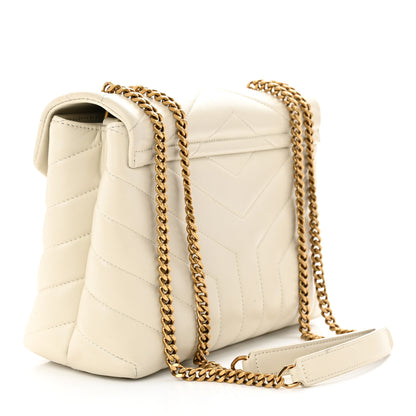 Saint Laurent Calfskin Y Quilted Monogram Small Loulou Chain Satchel Blanc Vintage 3 of 19