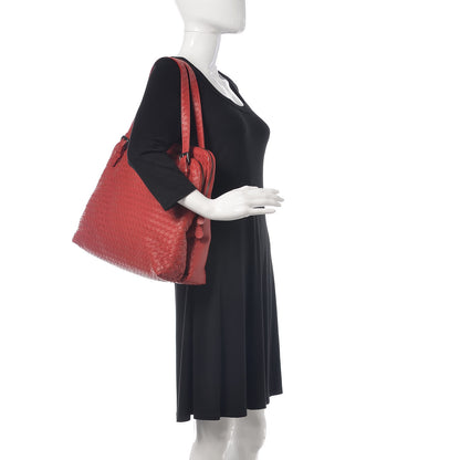 Bottega Veneta Nappa Intrecciato Double Compartment Tote Red 2 of 12