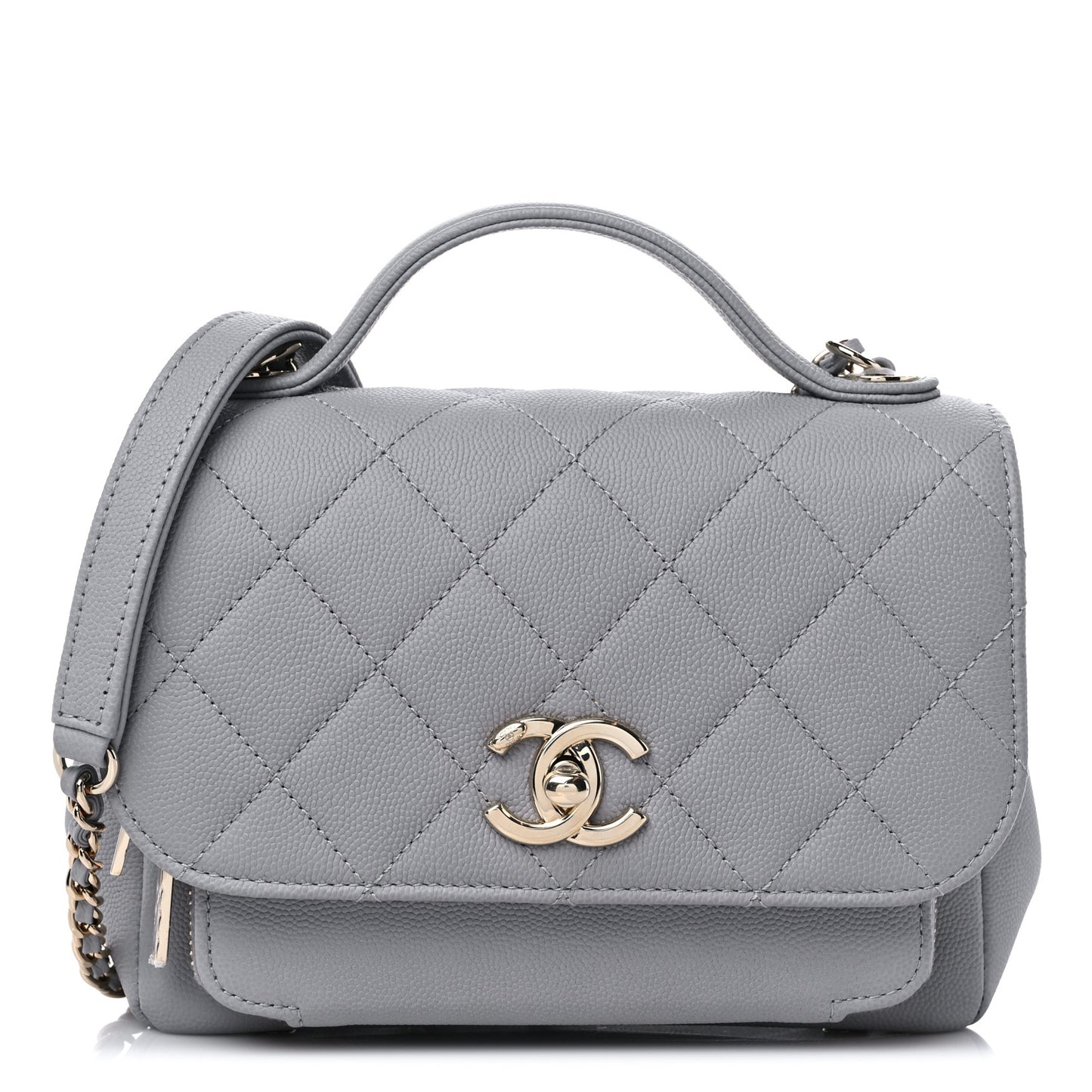 Caviar Quilted Small Business Affinity Flap Grey