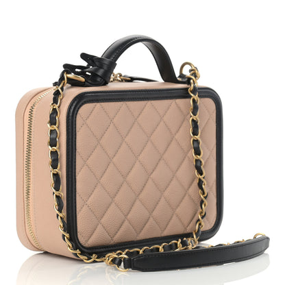 Chanel Caviar Quilted Medium CC Filigree Vanity Case Beige Black 3 of 13