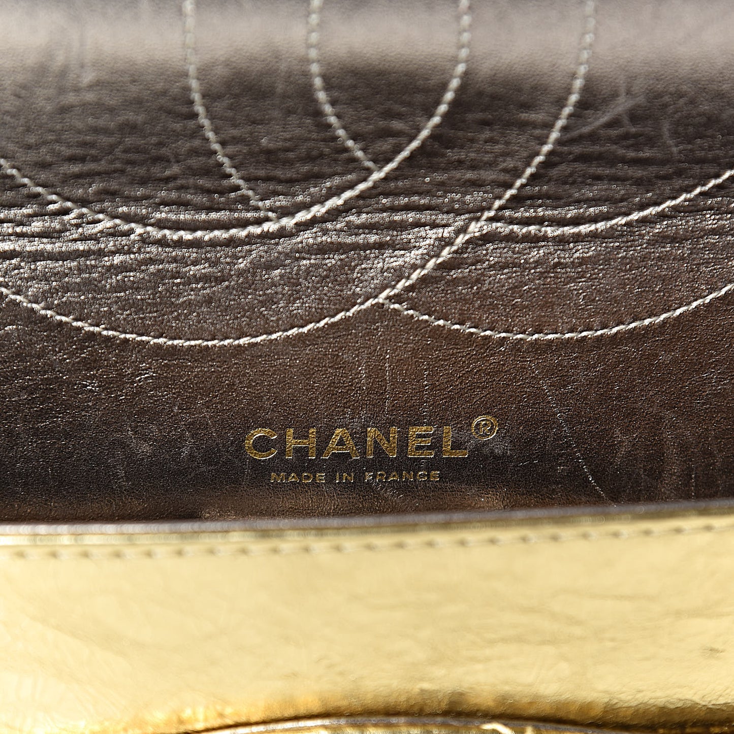 Metallic Aged Calfskin Quilted 2.55 Reissue 228 Flap Gold