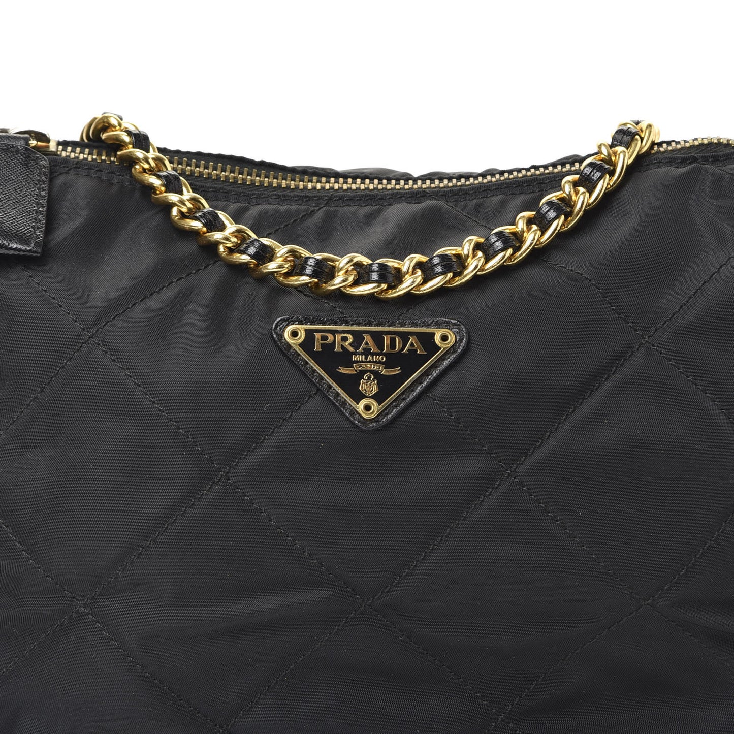 Nylon Tessuto Impuntu Quilted Crossbody Bag Black