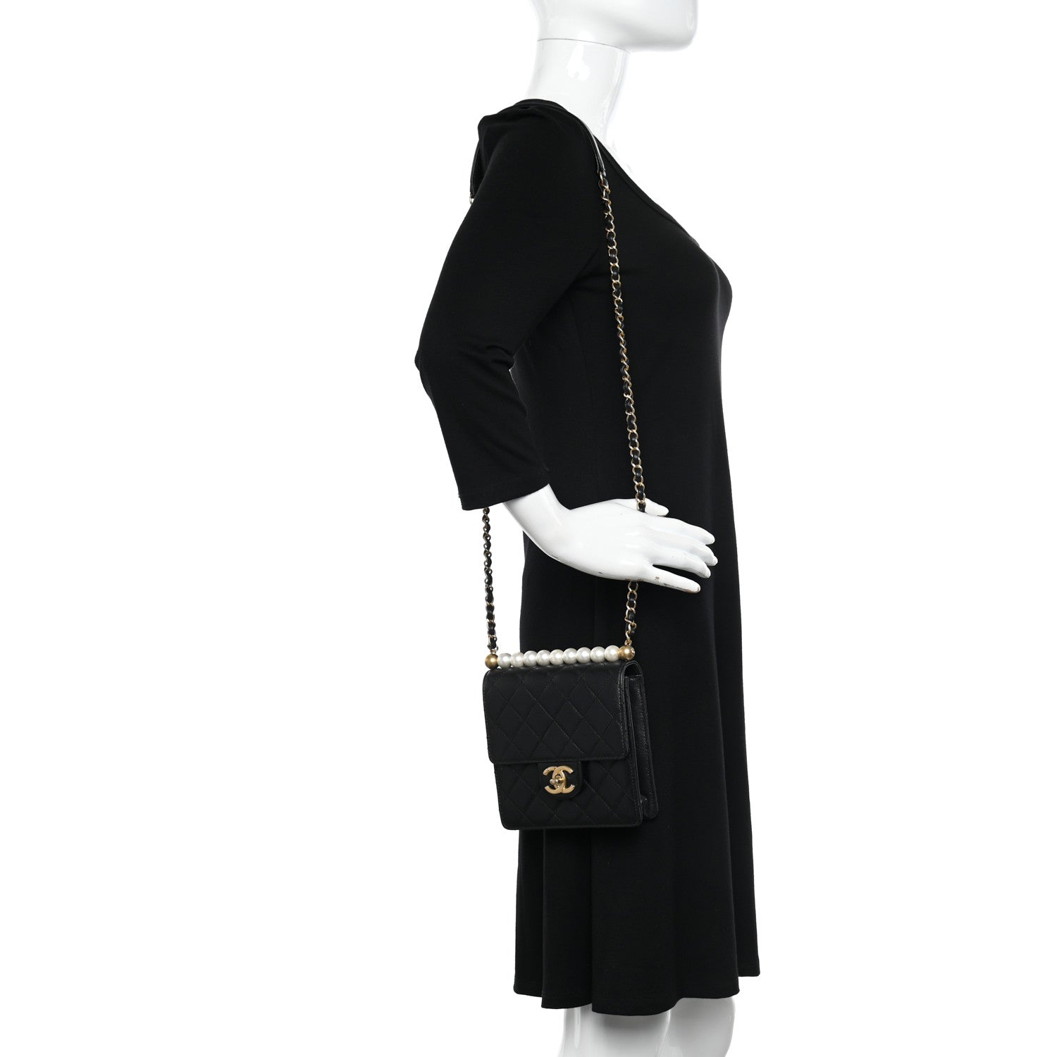 Chanel Lambskin Quilted Chic Pearls Flap Black 2 of 11