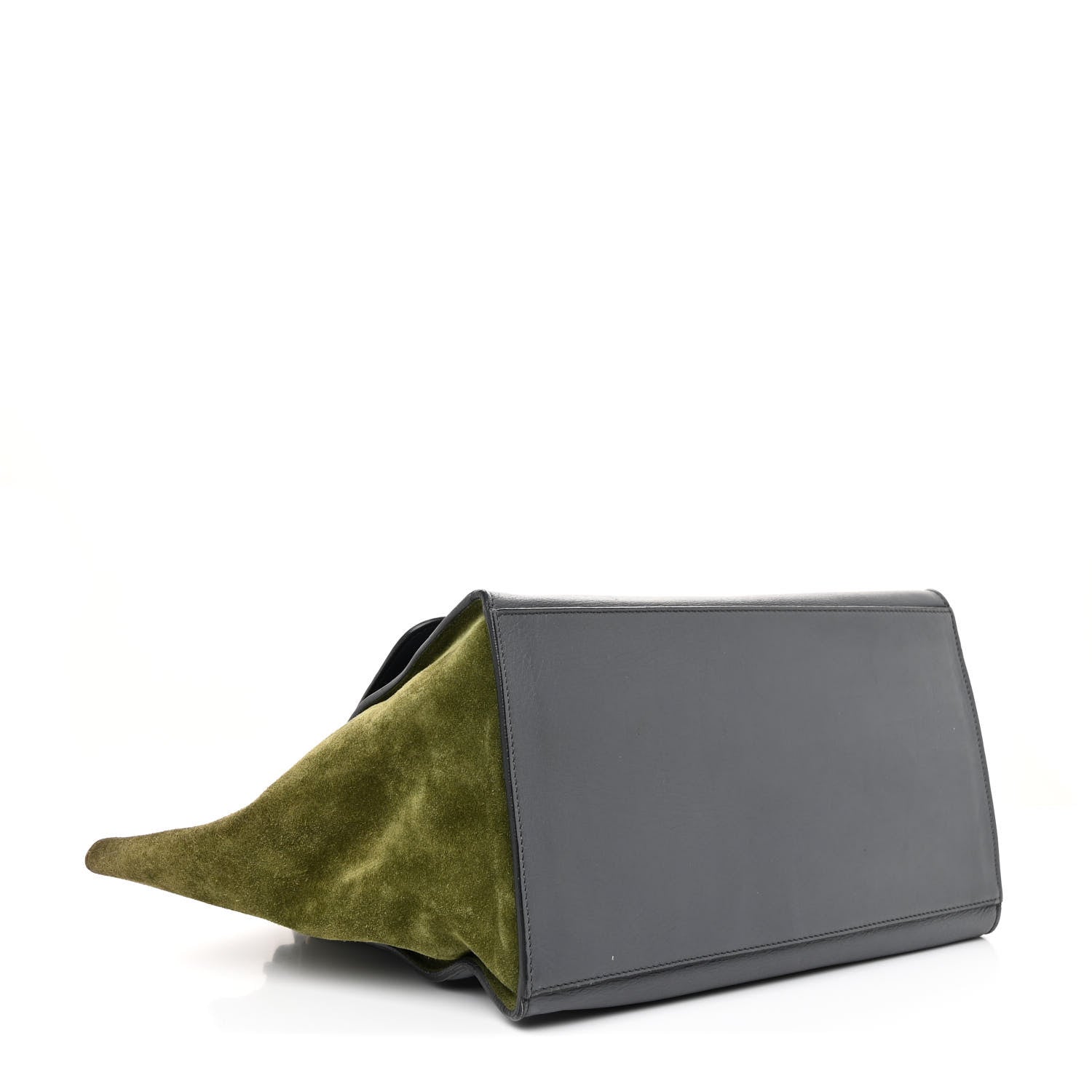 Celine Calfskin Suede Medium Tri-color Trapeze Green 4 of 10