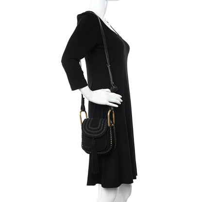 Chloe Suede Calfskin Braided Mini Hudson Shoulder Bag Black 2 of 14