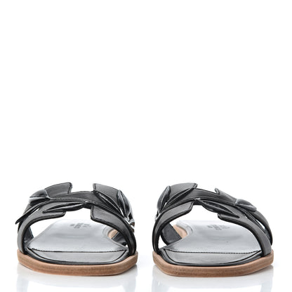 Hermes Nappa Patent Laurel Oran Sandals 35 Black 2 of 18