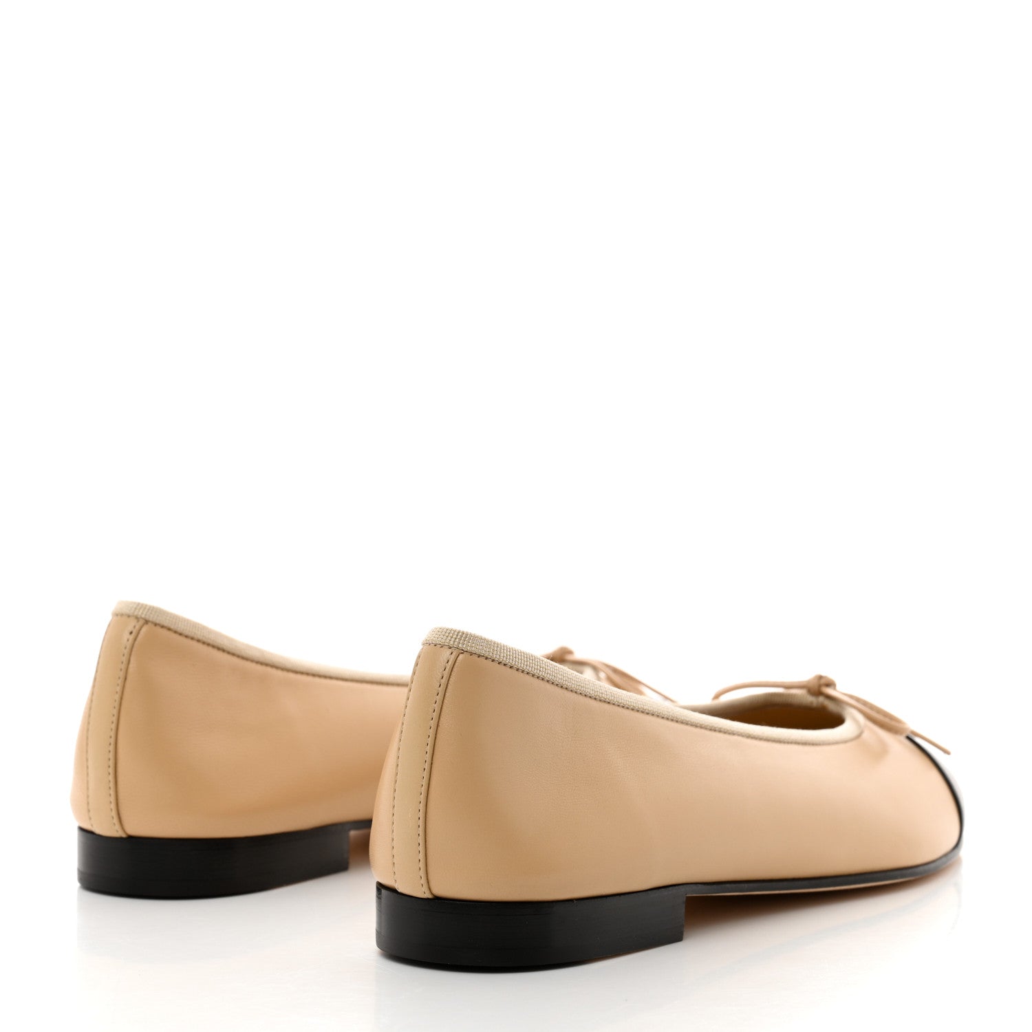 Chanel Lambskin Cap Toe Ballerina Flats 39.5 Beige Black 4 of 9