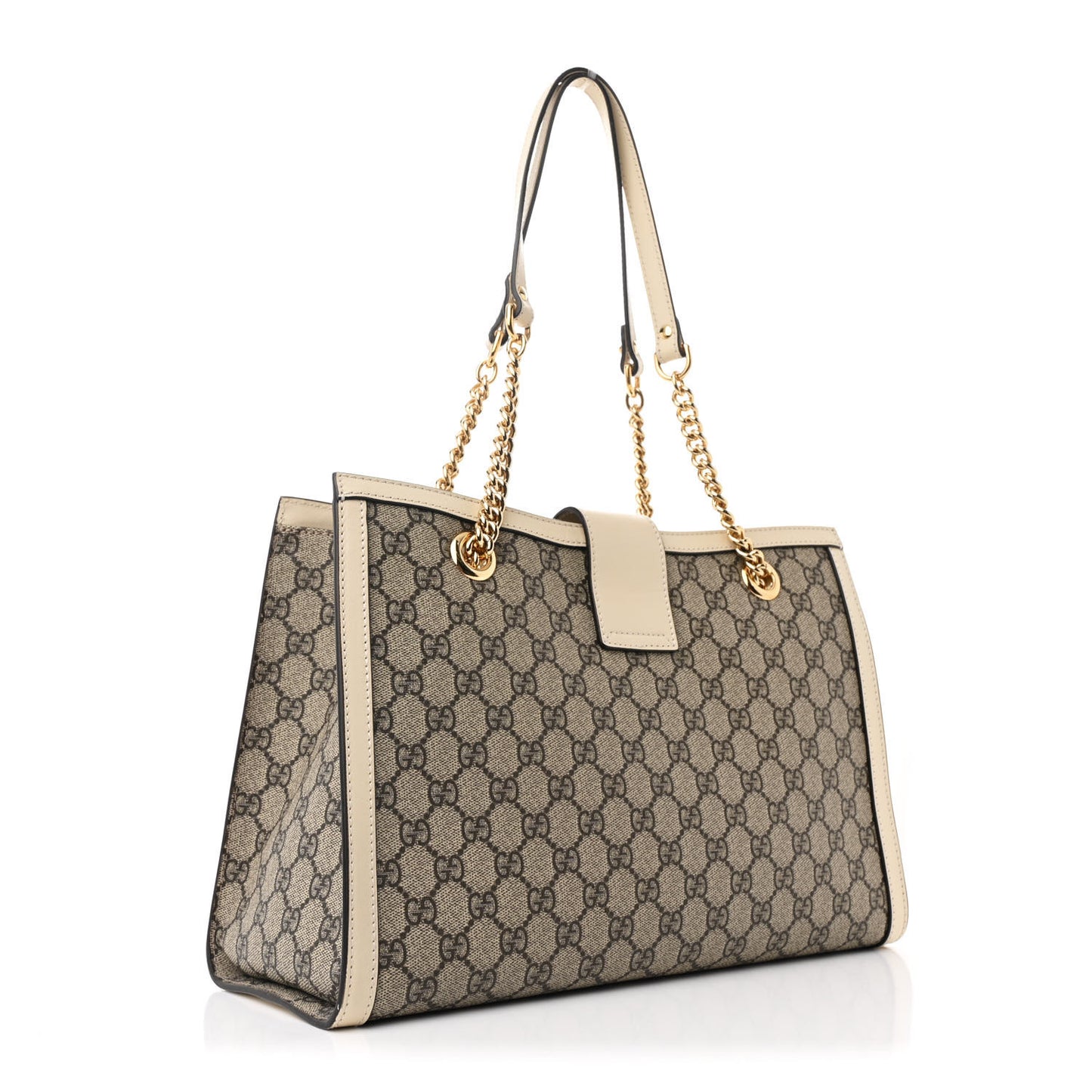 GG Supreme Monogram Medium Padlock Tote White