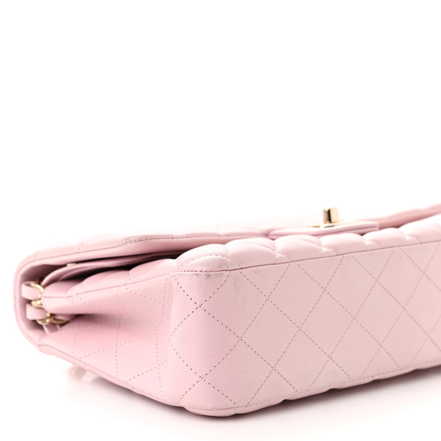 Lambskin Quilted Medium Double Flap Light Pink