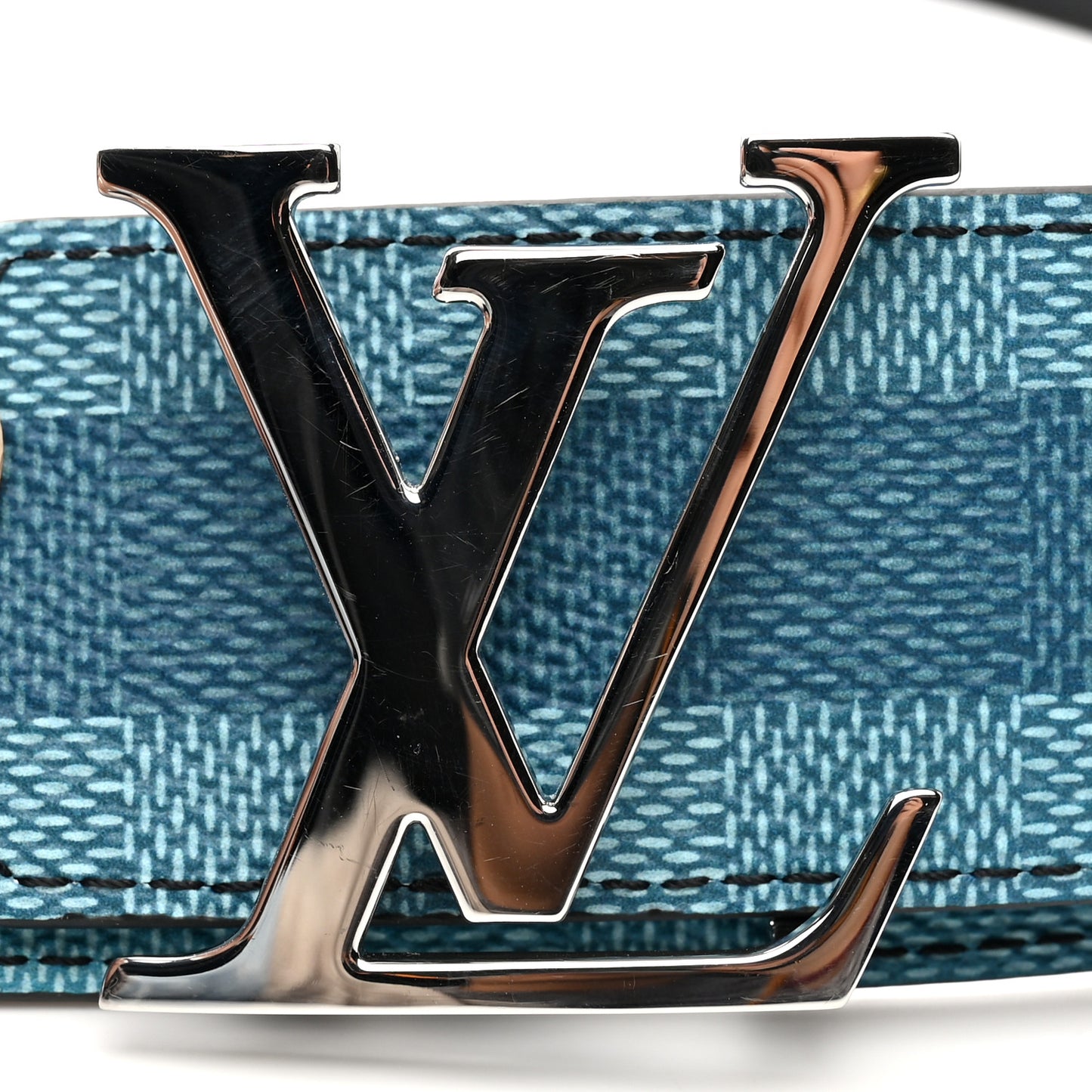 Damier Stripes 40MM LV Initiales Reversible Belt 85/34 Sky Blue