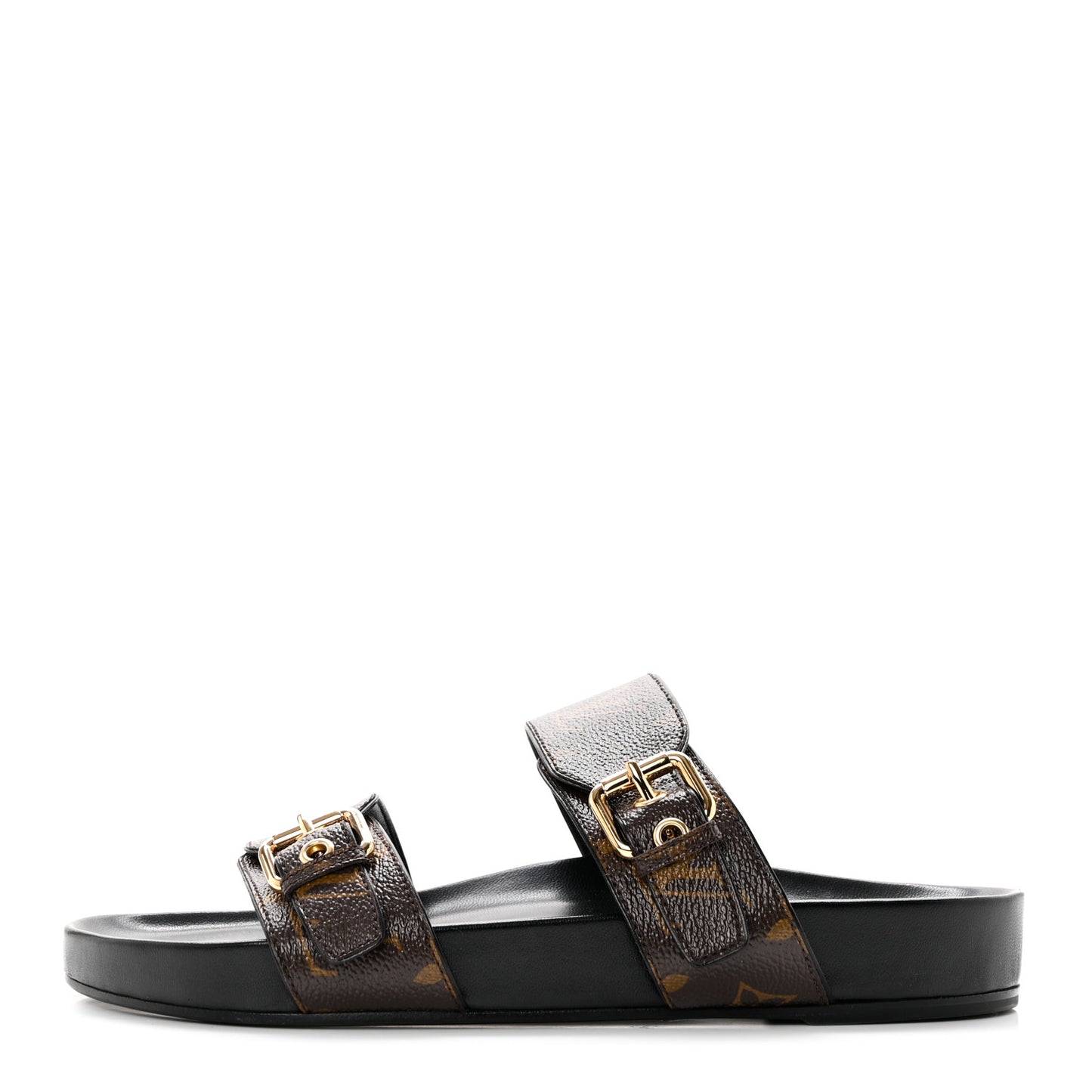 Patent Monogram Bom Dia Flat Mule Sandals 40 Black