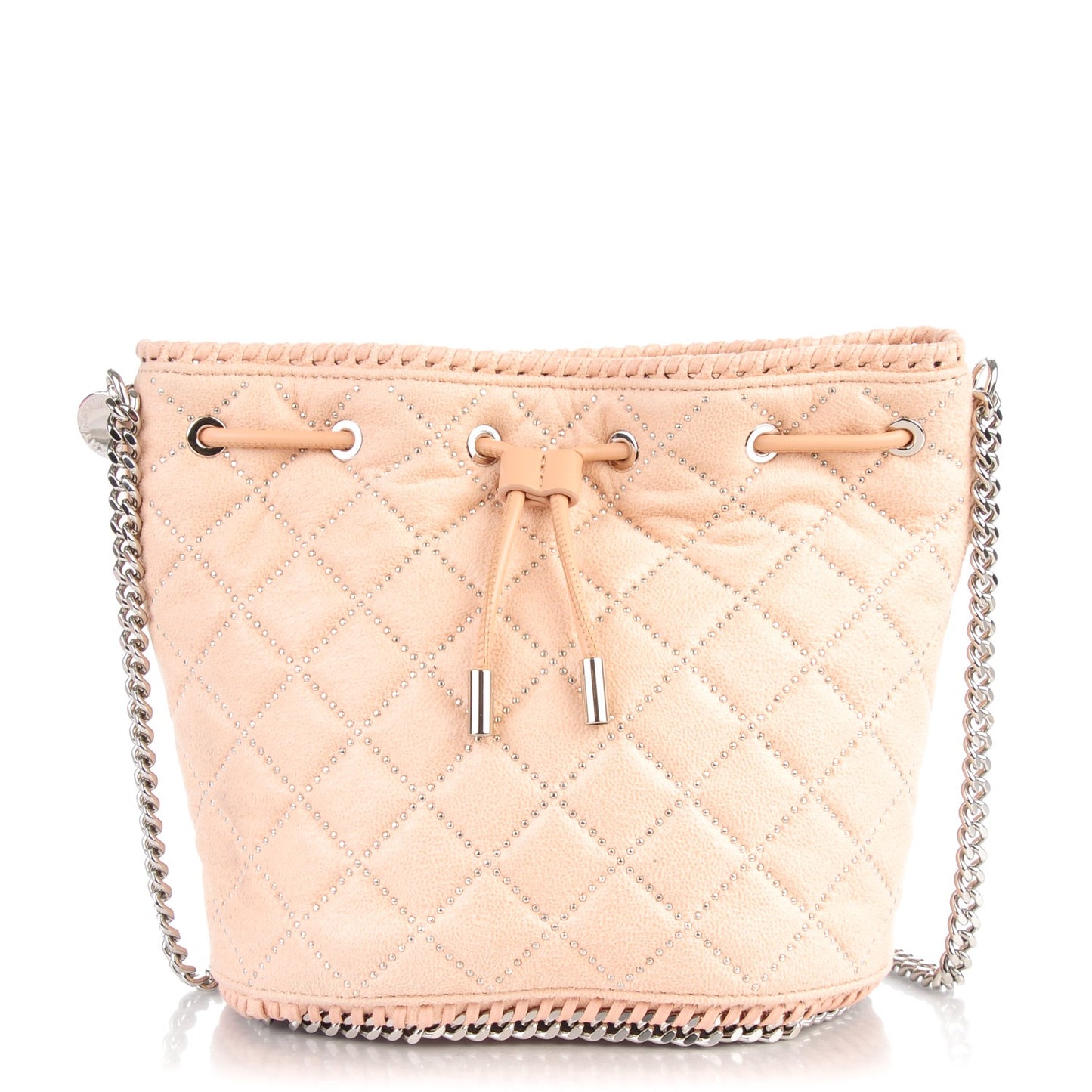 Shaggy Deer Small Falabella Quilted Studded Bucket Bag Powder