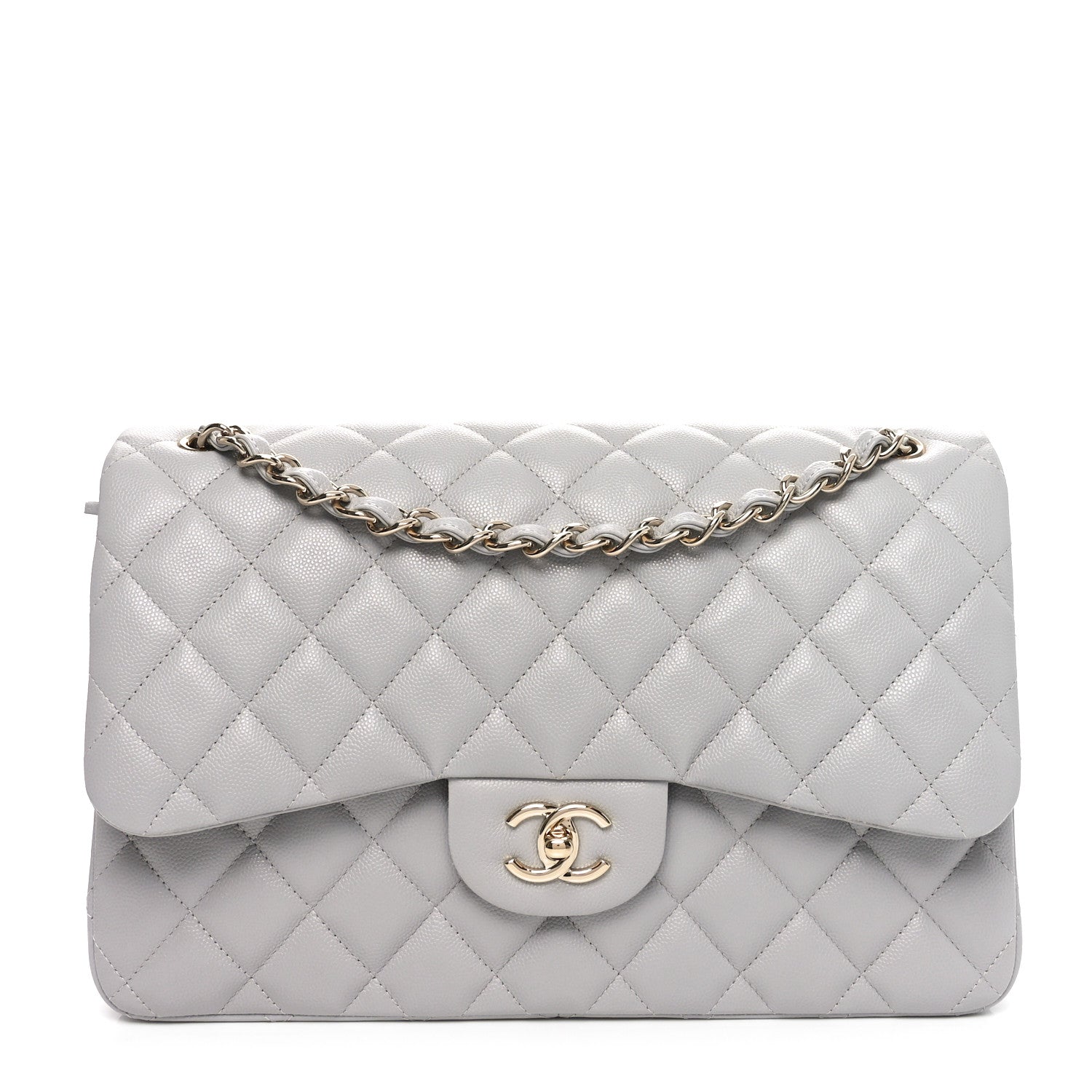 Chanel Caviar Quilted Jumbo Double Flap Grey 1 of 11