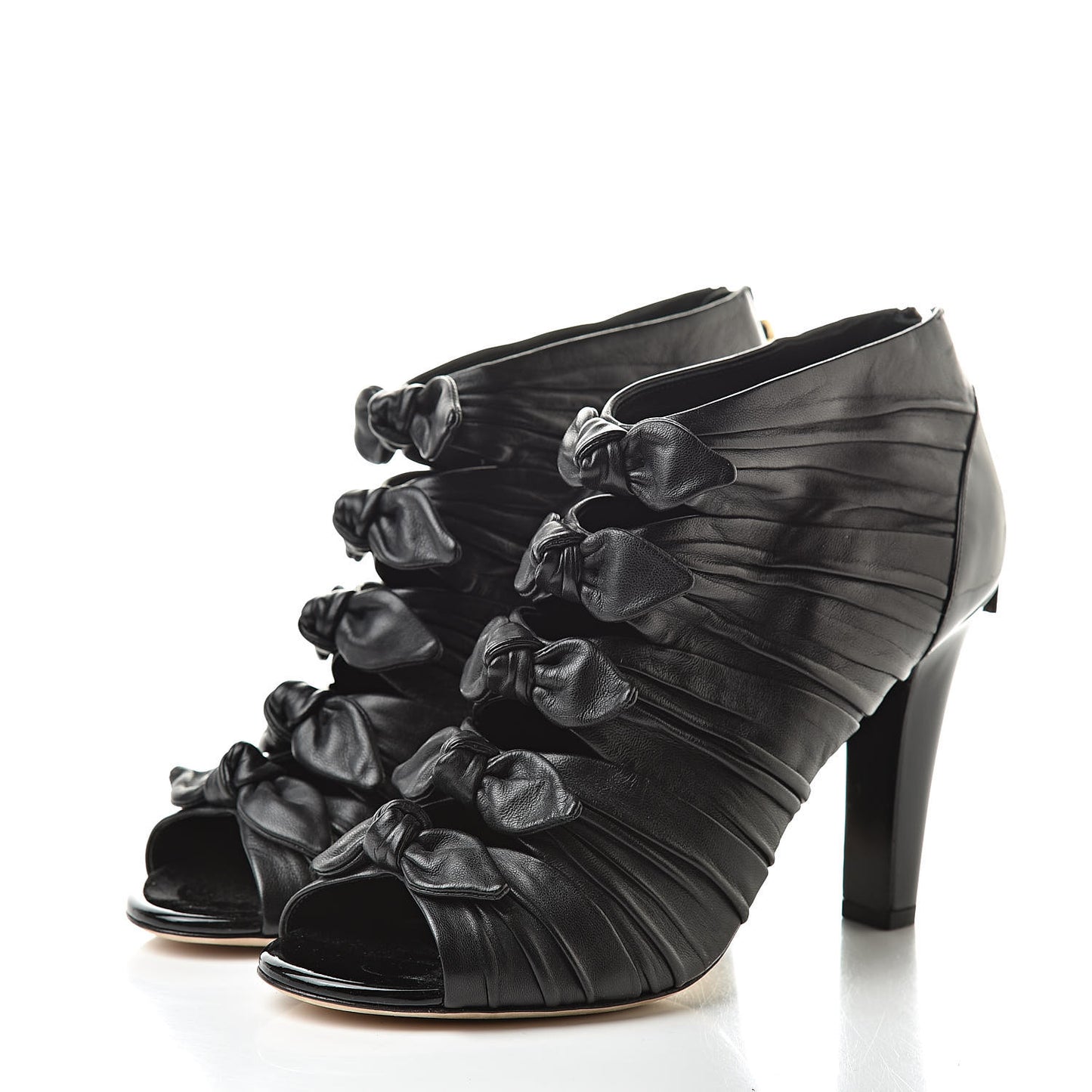 Lambskin Patent Bows Short Boots 40 Black