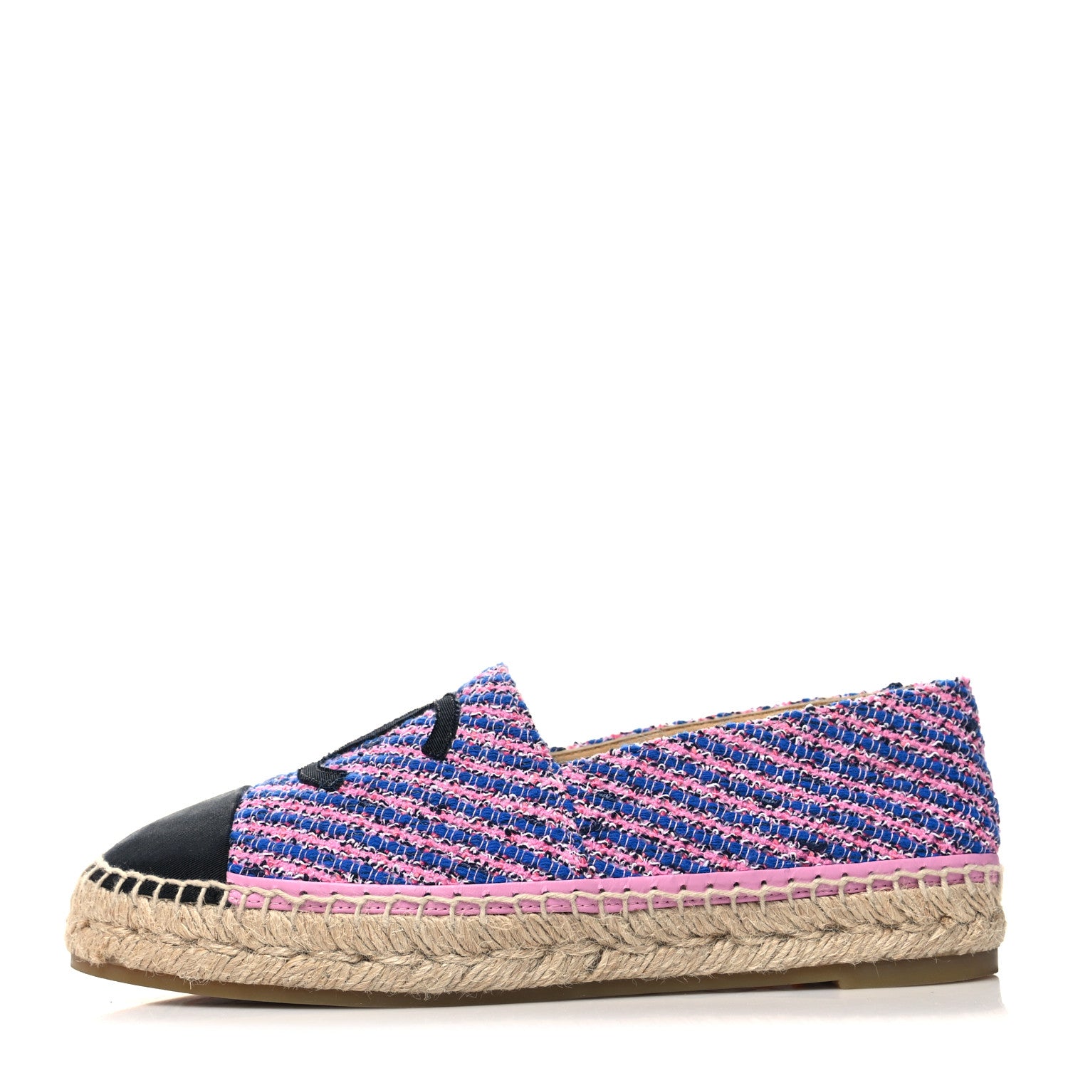 Chanel Tweed Grosgrain CC Espadrilles 40 Blue Pink Black White 1 of 9