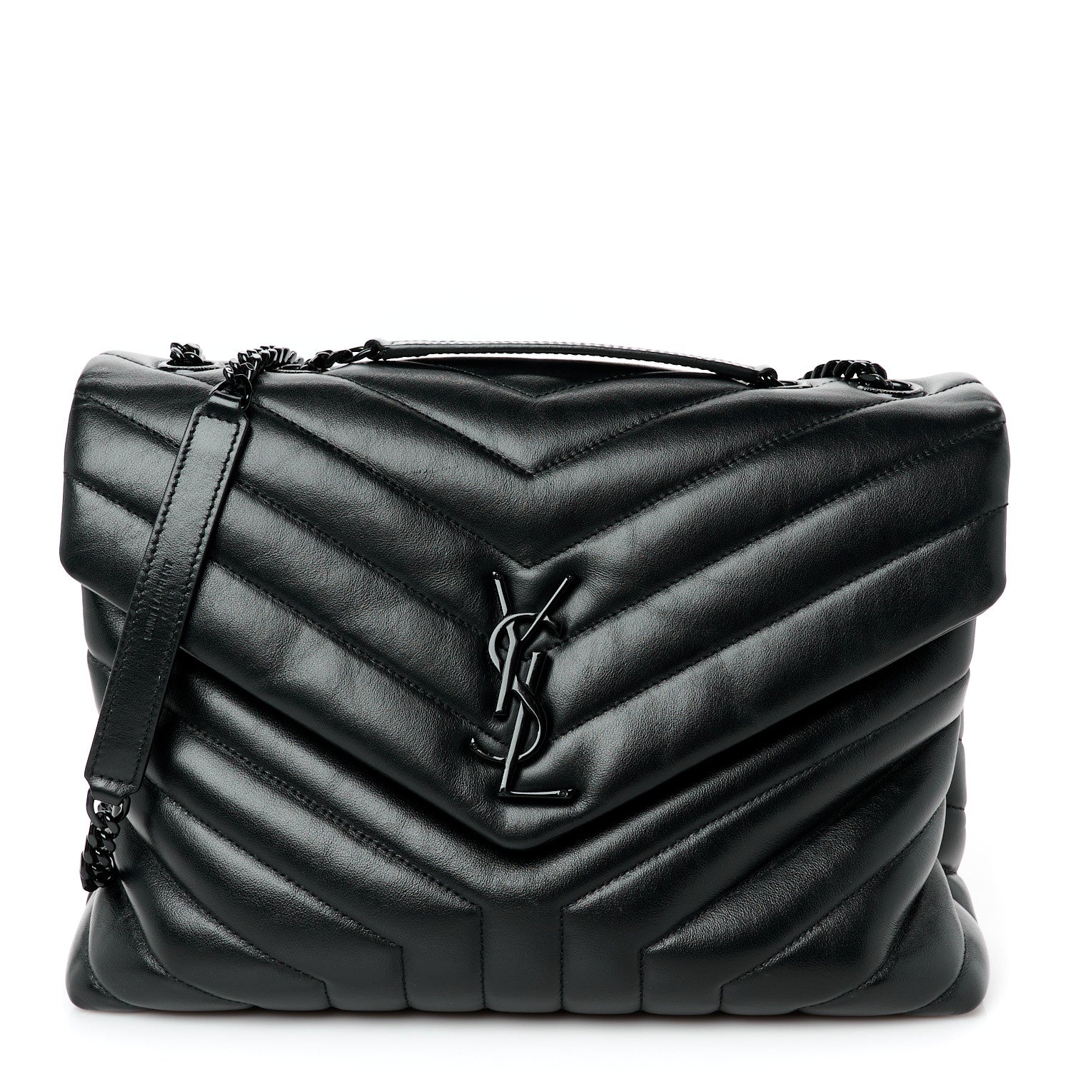 Saint Laurent Calfskin Y Quilted Monogram Monochrome Medium Loulou Chain Satchel Black 1 of 11