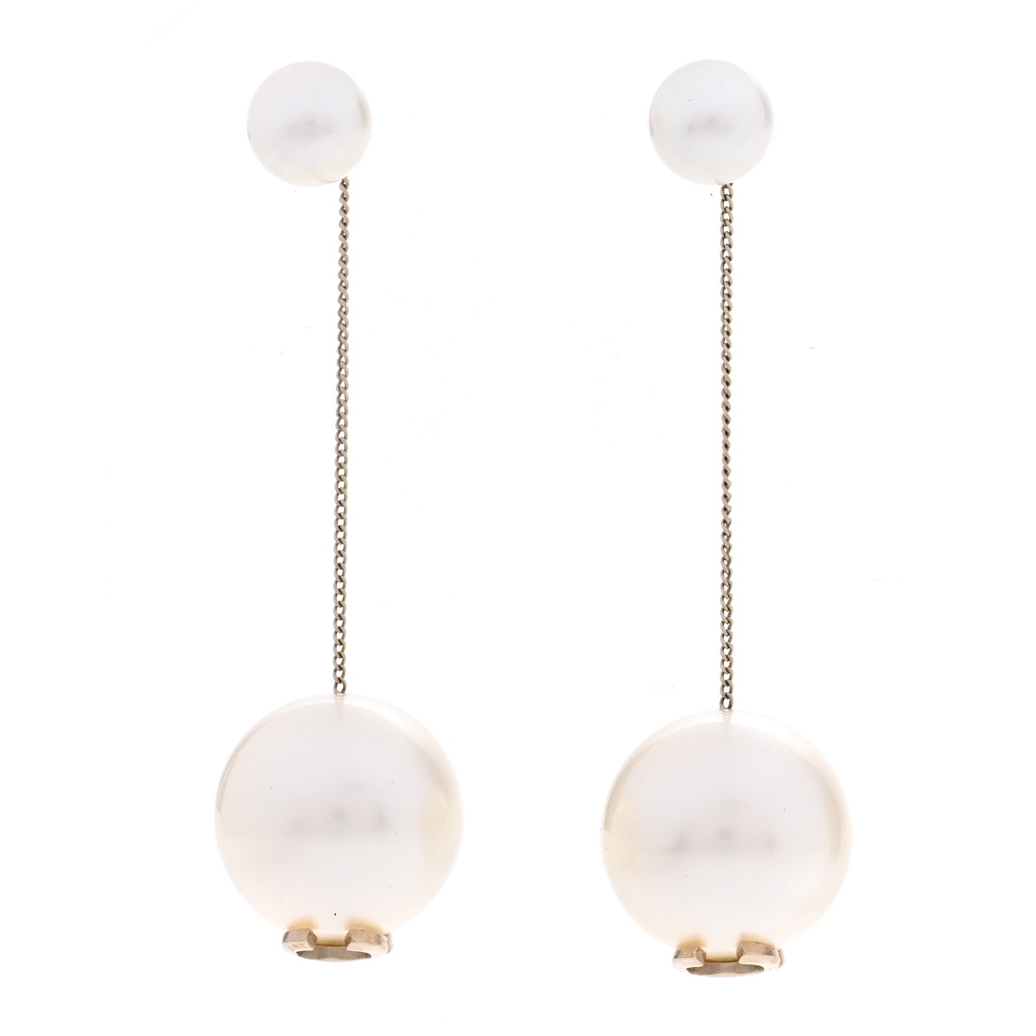 Chanel Pearl CC Chain Drop Earrings Gold 1 of 5