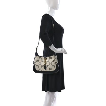 Gucci Azalea Calfskin GG Monogram Bi-Color Debossed Small Jackie 1961 Hobo Mystic White Black 2 of 9