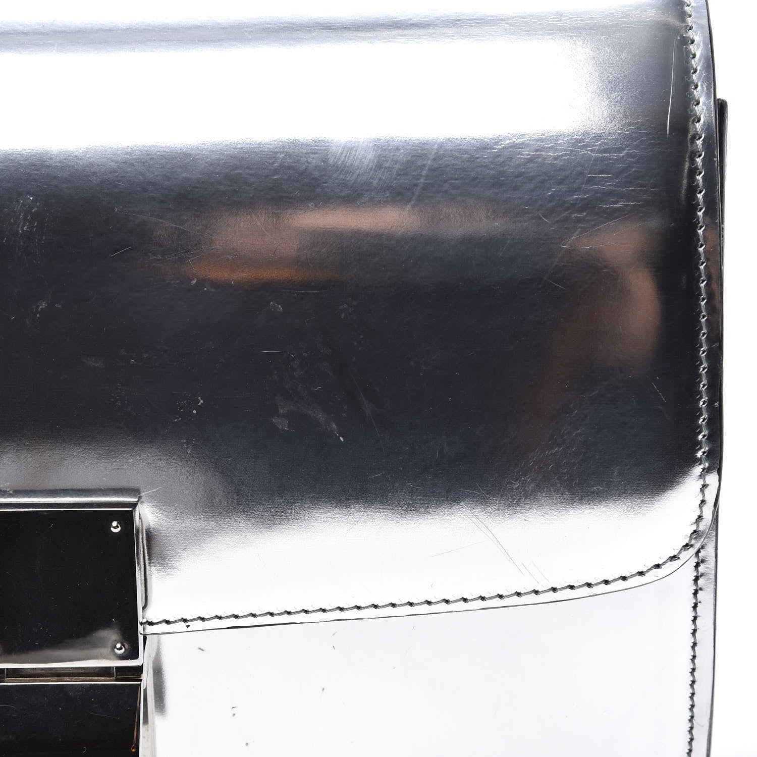 Celine Mirror Box Calfskin Medium Classic Box Flap Bag Silver 10 of 12